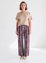 Pantalon 7/8 tissage popeline taille normale violet LAUREN VIDAL femme