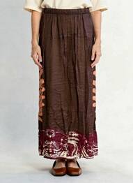 Jupe longue imprimé fantaisie marron LAUREN VIDAL femme