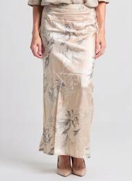 Jupe longue coupe fluide beige LAUREN VIDAL femme