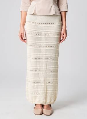 Jupe longue coupe droite beige LAUREN VIDAL femme