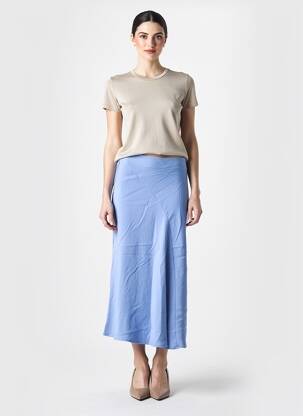 Jupe longue fermeture zip latéral bleu LAUREN VIDAL femme