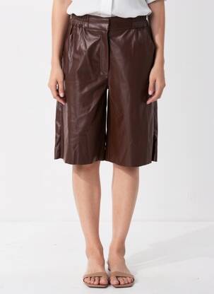 Bermuda taille à pinces taille haute marron URBANCODE femme
