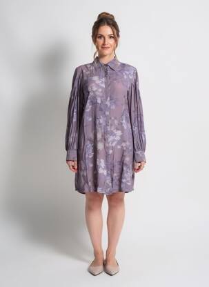 Robe mi-longue coupe fluide manches longues bleu LAST QUEEN femme