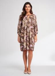 Robe courte coupe fluide manches longues marron IN APRIL 1986 femme