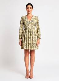 Robe courte coupe évasée manches longues vert IN APRIL 1986 femme