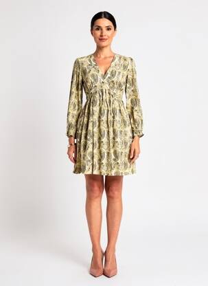 Robe courte coupe évasée manches longues vert IN APRIL 1986 femme