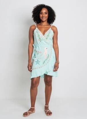 Robe courte fines bretelles bleu LAST QUEEN femme