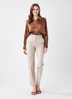 Chemisier coupe droite manches longues marron SENES femme