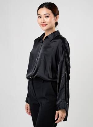 Chemisier coupe droite manches longues noir SENES femme