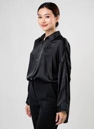 Chemisier coupe droite manches longues noir SENES femme