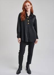 Tunique manches longues col chemisier noir BISOUS CONFITURE femme