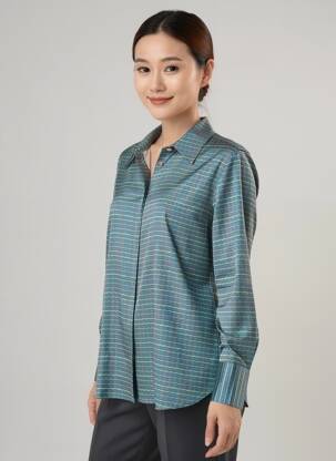 Chemisier coupe fluide manches longues bleu TINTA STYLE femme