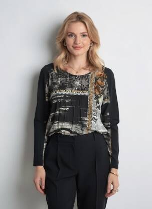 T-shirt manches longues manches longues noir GERVA femme