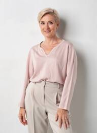 Pull col v manches longues rose BARBARA LEBEK femme