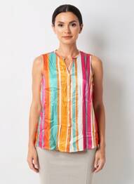Chemisier coupe fluide sans manche orange TINTA STYLE femme
