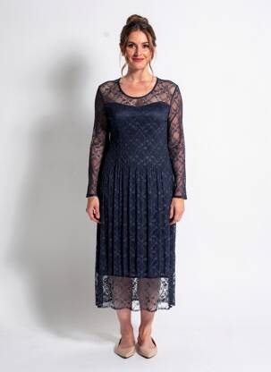 Robe mi-longue manches longues manches longues bleu LEO & UGO femme