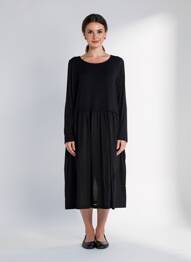Robe mi-longue manches longues manches longues noir ORTO BOTANICO femme