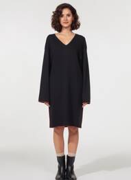 Robe pull col v manches longues noir LE PETIT BAIGNEUR femme
