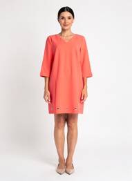 Robe courte manches 3/4 manches 3/4 orange COMMA, femme