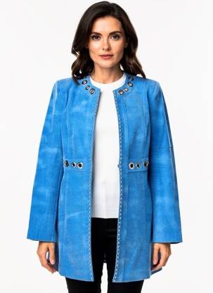 Manteau long coupe cintrée sans capuche bleu EXTENZO PARIS femme