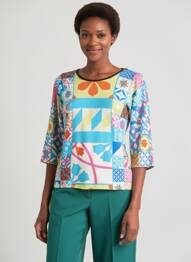 Pull coupe cintrée manches 3/4 bleu JEI'S BY LETIZIA DENARO femme