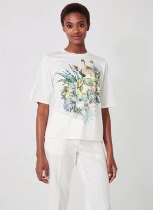 T-shirt sérigraphie avec strass manches courtes beige BETTY BARCLAY femme