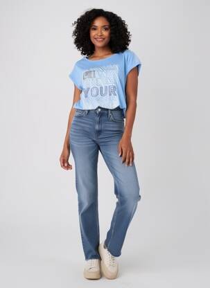 T-shirt sérigraphie avec strass manches courtes bleu BETTY BARCLAY femme