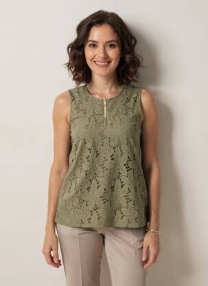Top tissage jersey sans manche vert BETTY BARCLAY femme
