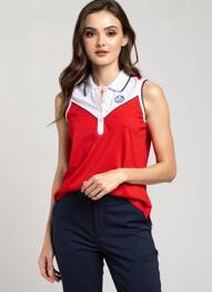 Polo broderie sans manche rouge DELAHAYE femme