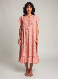 Robe mi-longue coupe fluide sans manche rouge EVA KAYAN femme