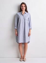 Robe mi-longue imprimé fantaisie manches longues bleu DELAHAYE femme