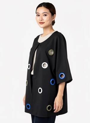 Veste casual col rond noir JOSEPH RIBKOFF femme
