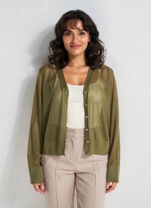 Gilet manches longues fermeture boutonnée sur le devant vert COMMA, femme