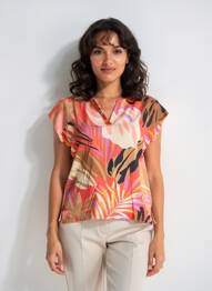 Top imprimé fantaisie sans manche rouge BETTY BARCLAY femme