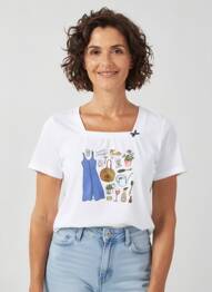 Top col carré manches courtes blanc I.ODENA femme