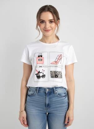 Top manches courtes manches courtes blanc LEO & UGO femme
