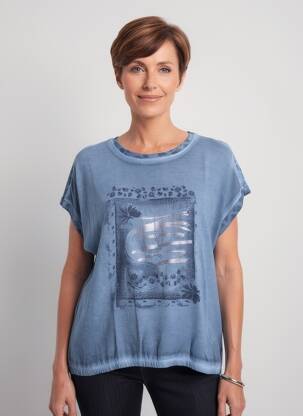 Top imprimé fantaisie manches courtes bleu THOMAS RABE femme