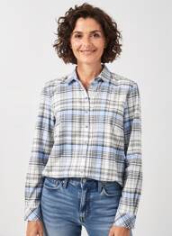 Chemisier imprimé fantaisie manches longues bleu ERFO femme
