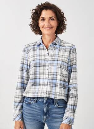 Chemisier imprimé fantaisie manches longues bleu ERFO femme