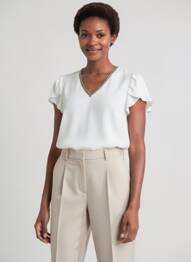 Top coupe fluide manches courtes blanc BARILOCHE femme