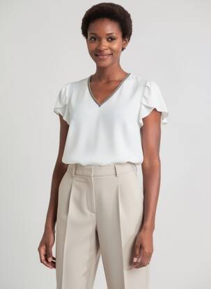 Top coupe fluide manches courtes blanc BARILOCHE femme