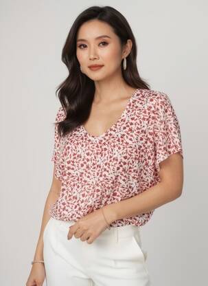 Top imprimé fantaisie manches courtes rouge GERRY WEBER femme