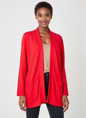 Gilet manches longues col v rouge TAIFUN femme