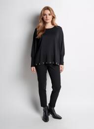 Pull stretch manches longues noir SAMOON femme
