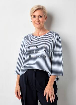 T-shirt manches 3/4 manches 3/4 bleu GERRY WEBER femme