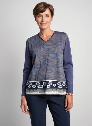 Pull tissage chiné manches longues bleu TELMAIL femme
