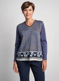 Pull tissage chiné manches longues bleu TELMAIL femme