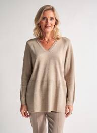 Pull tunique manches longues manches longues beige PERSONA femme