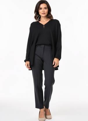 Pull coupe droite manches longues noir KAKIE femme