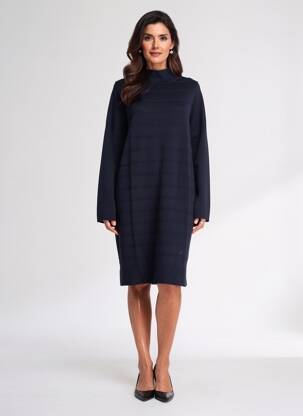 Robe pull coupe droite manches longues bleu MARINA RINALDI femme